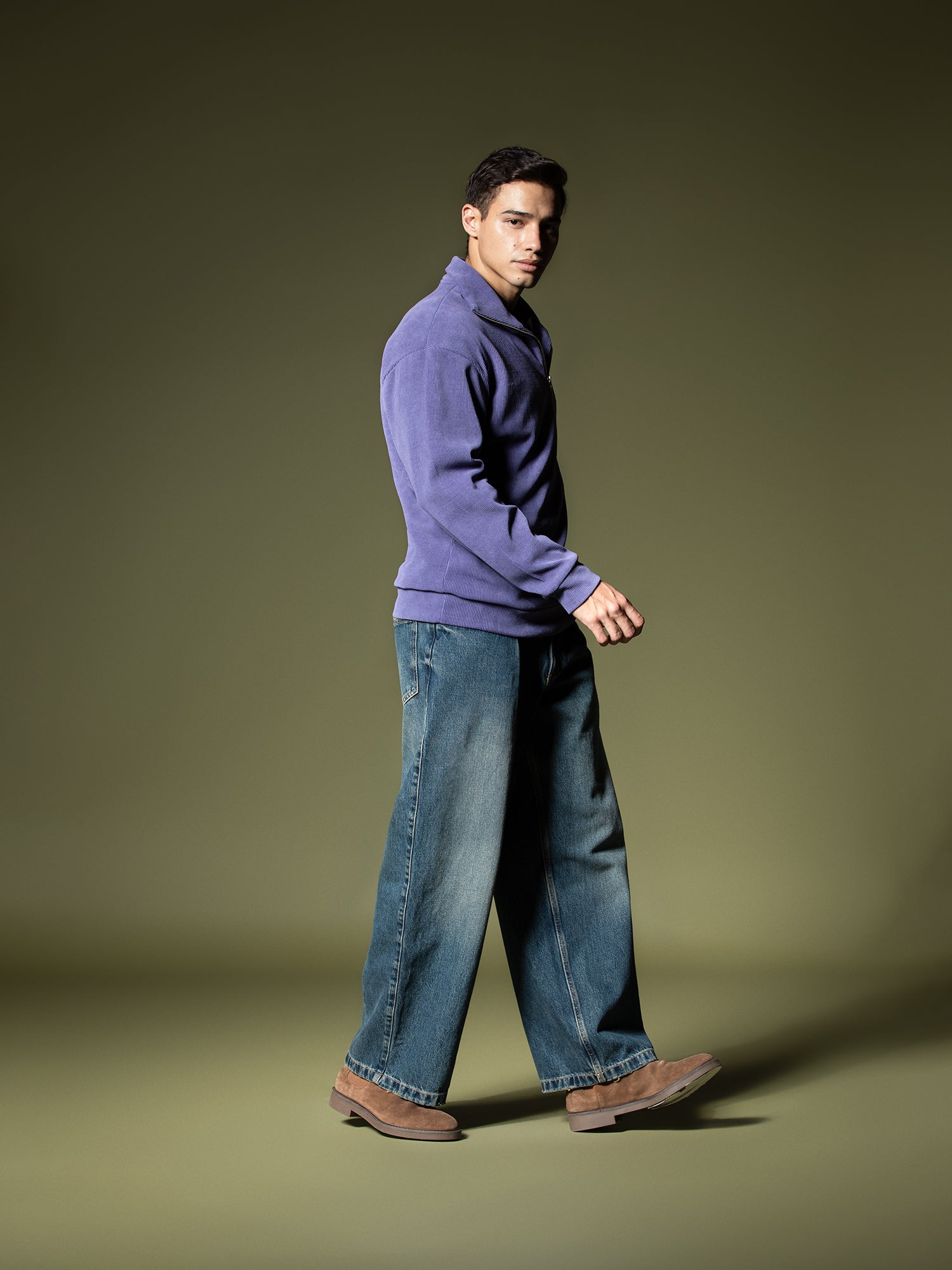 Ribbed quarter-zip sweatshirt