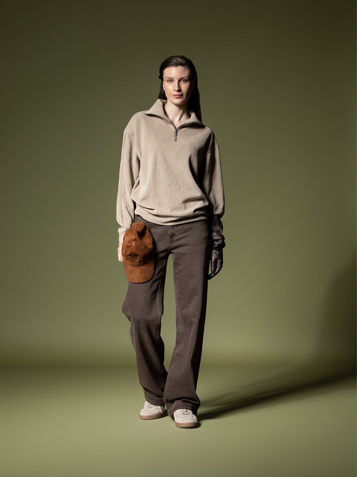 Ribbed quarter-zip sweatshirt