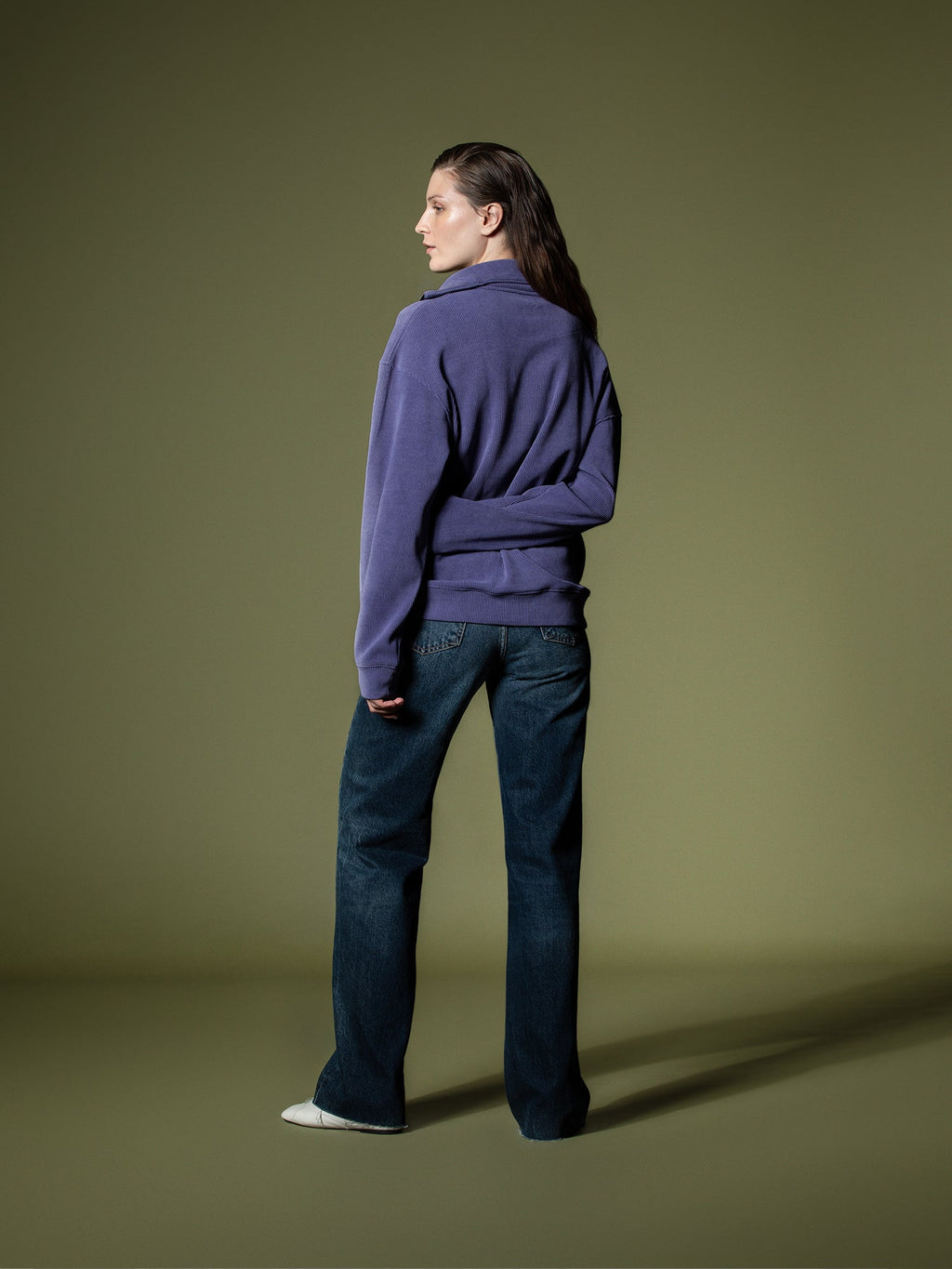 Ribbed quarter-zip sweatshirt