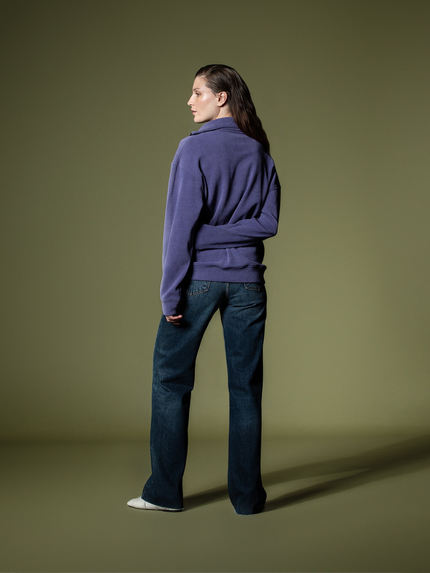 Ribbed quarter-zip sweatshirt