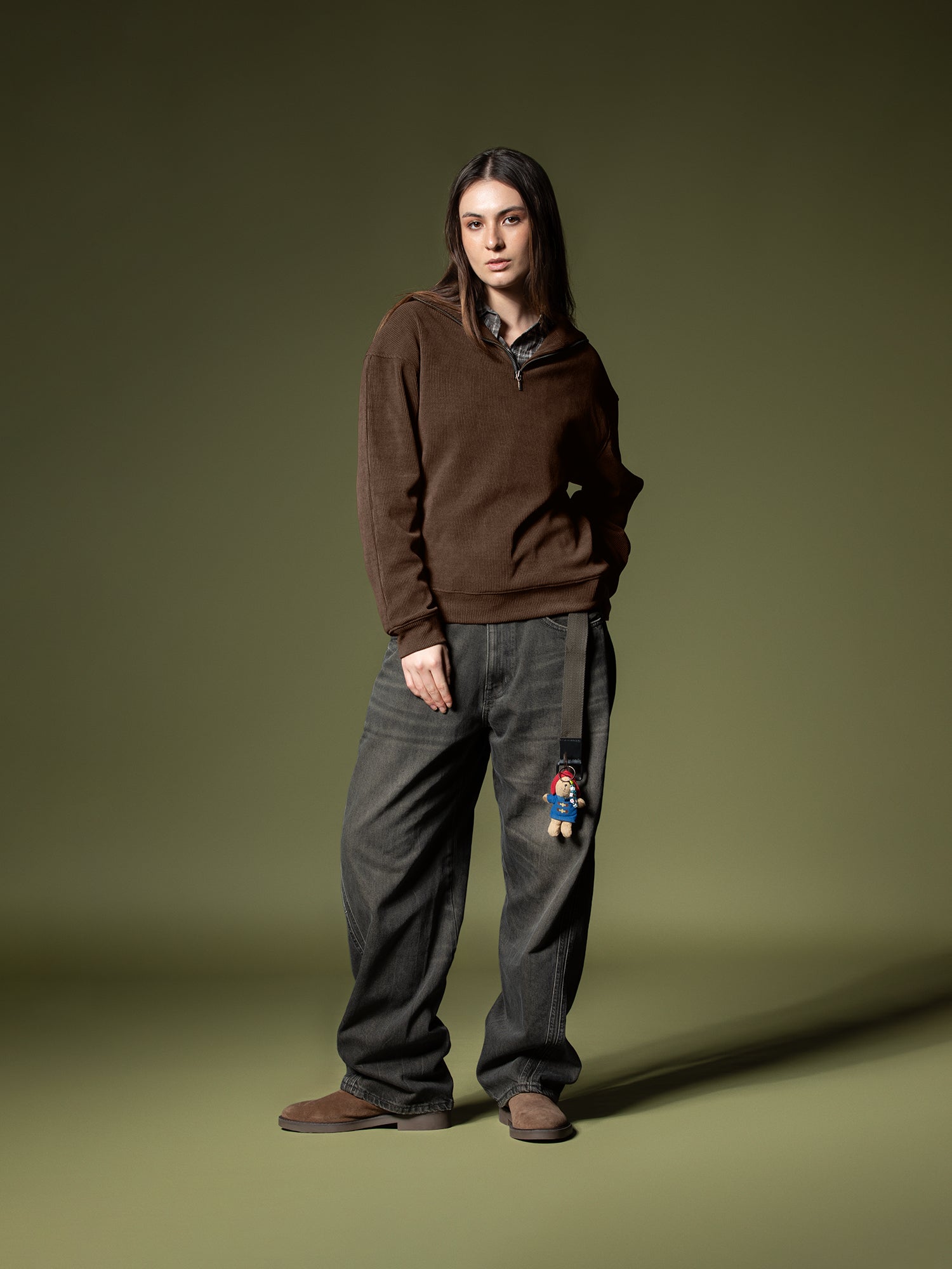 Ribbed quarter-zip sweatshirt