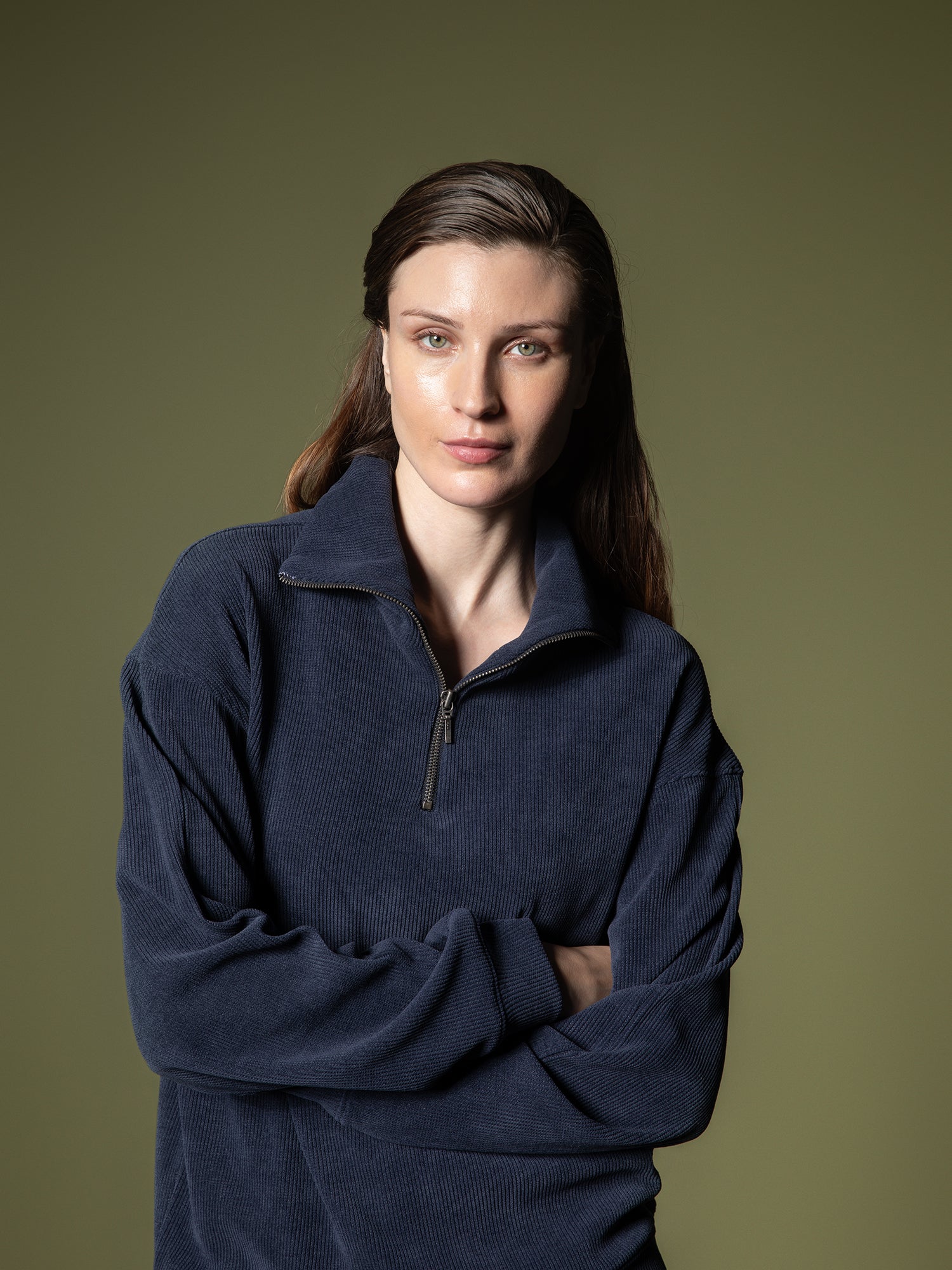 Ribbed quarter-zip sweatshirt