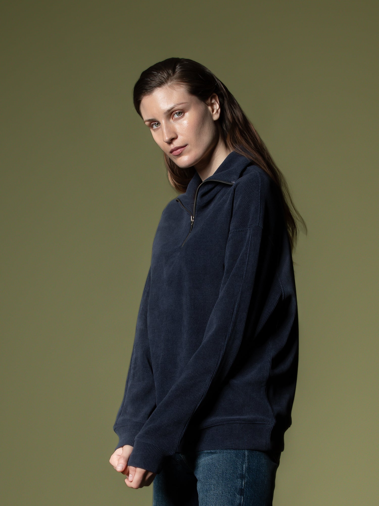 Ribbed quarter-zip sweatshirt