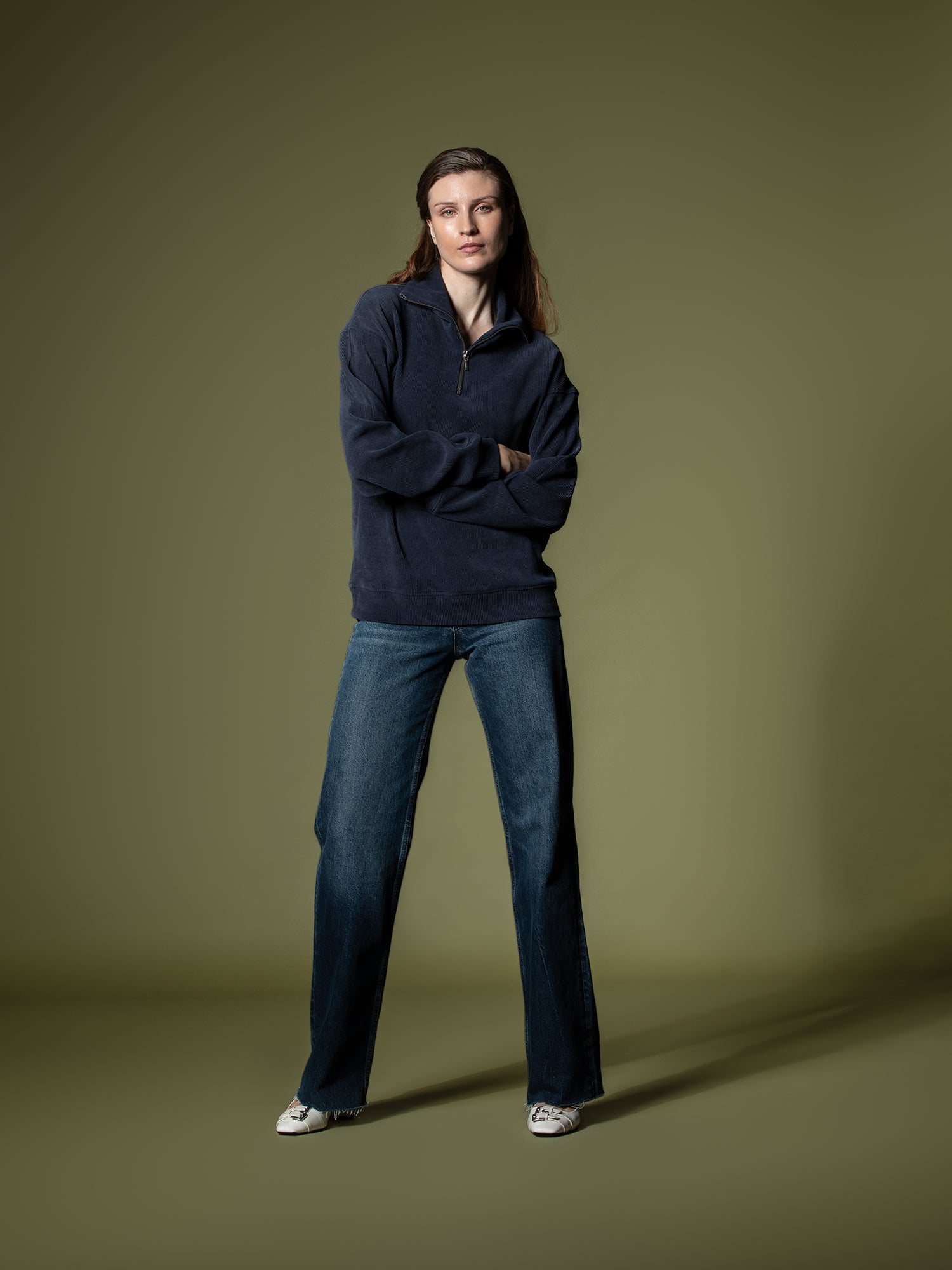 Ribbed quarter-zip sweatshirt