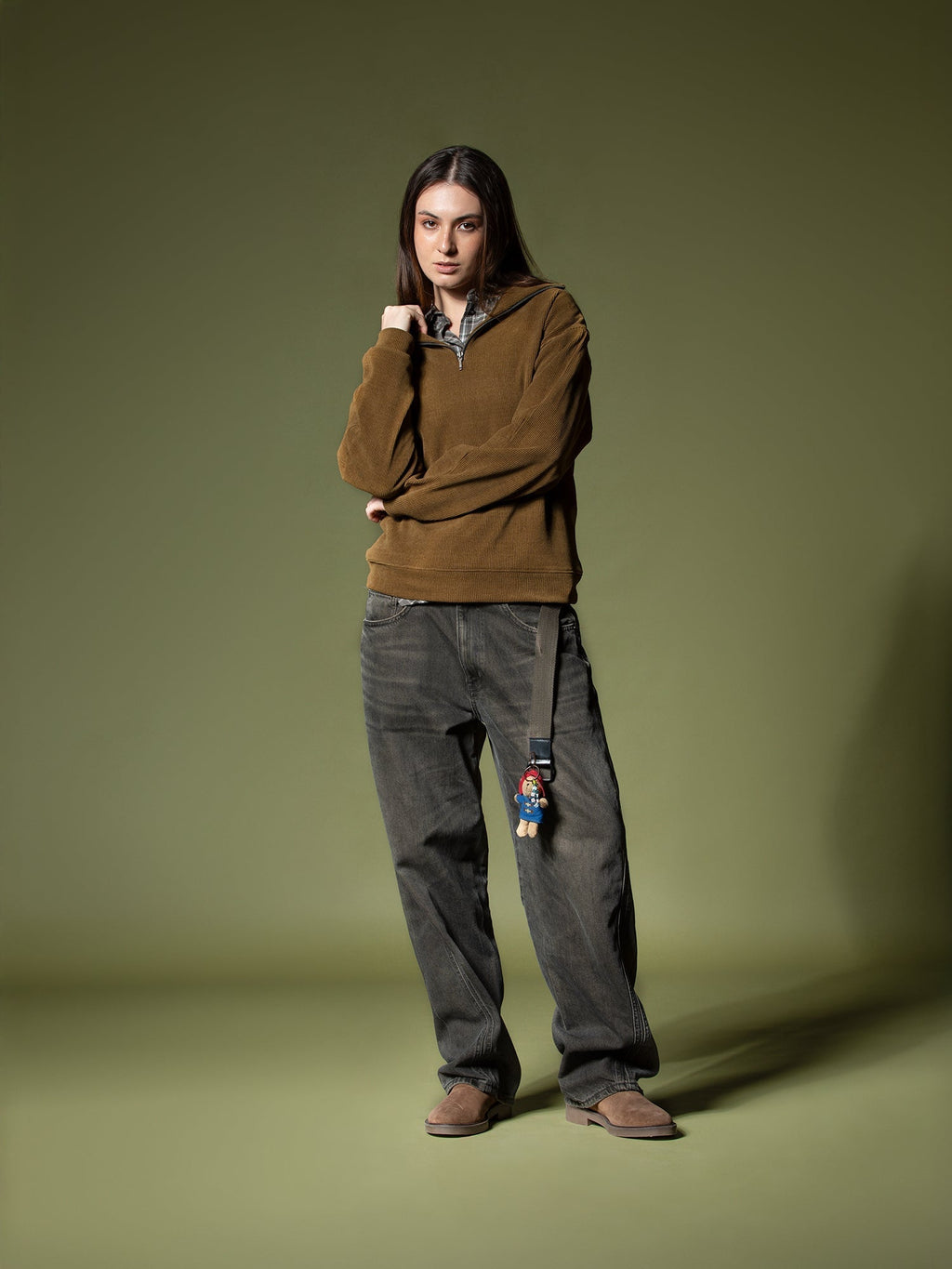 Ribbed quarter-zip sweatshirt