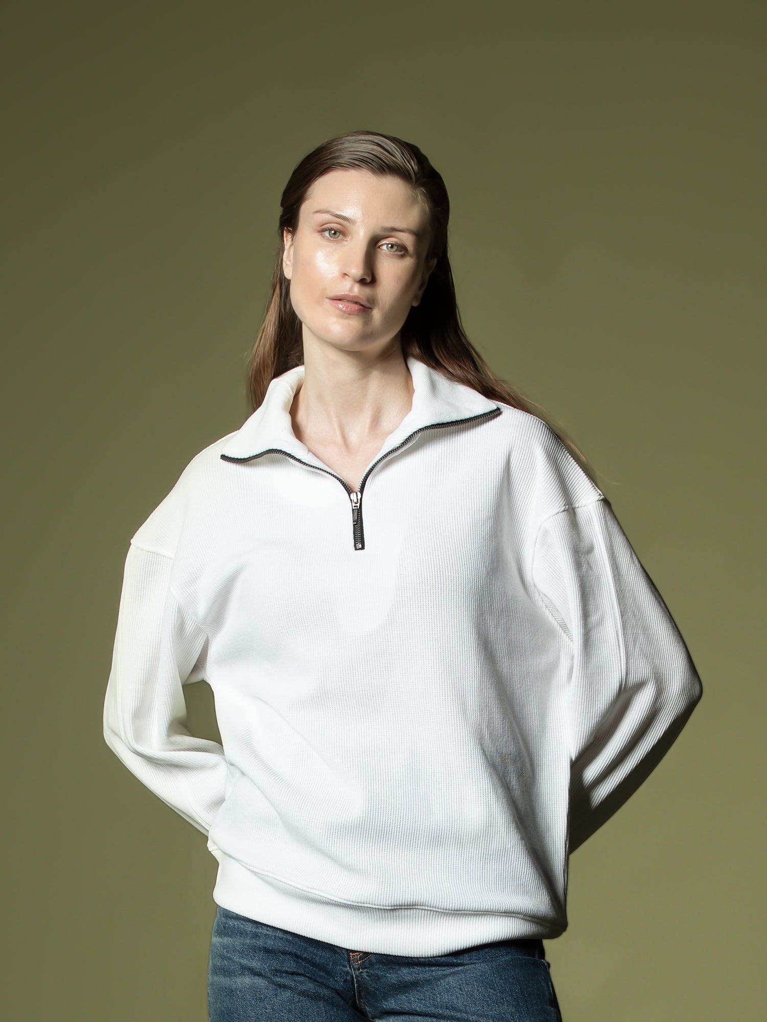 Ribbed quarter-zip sweatshirt