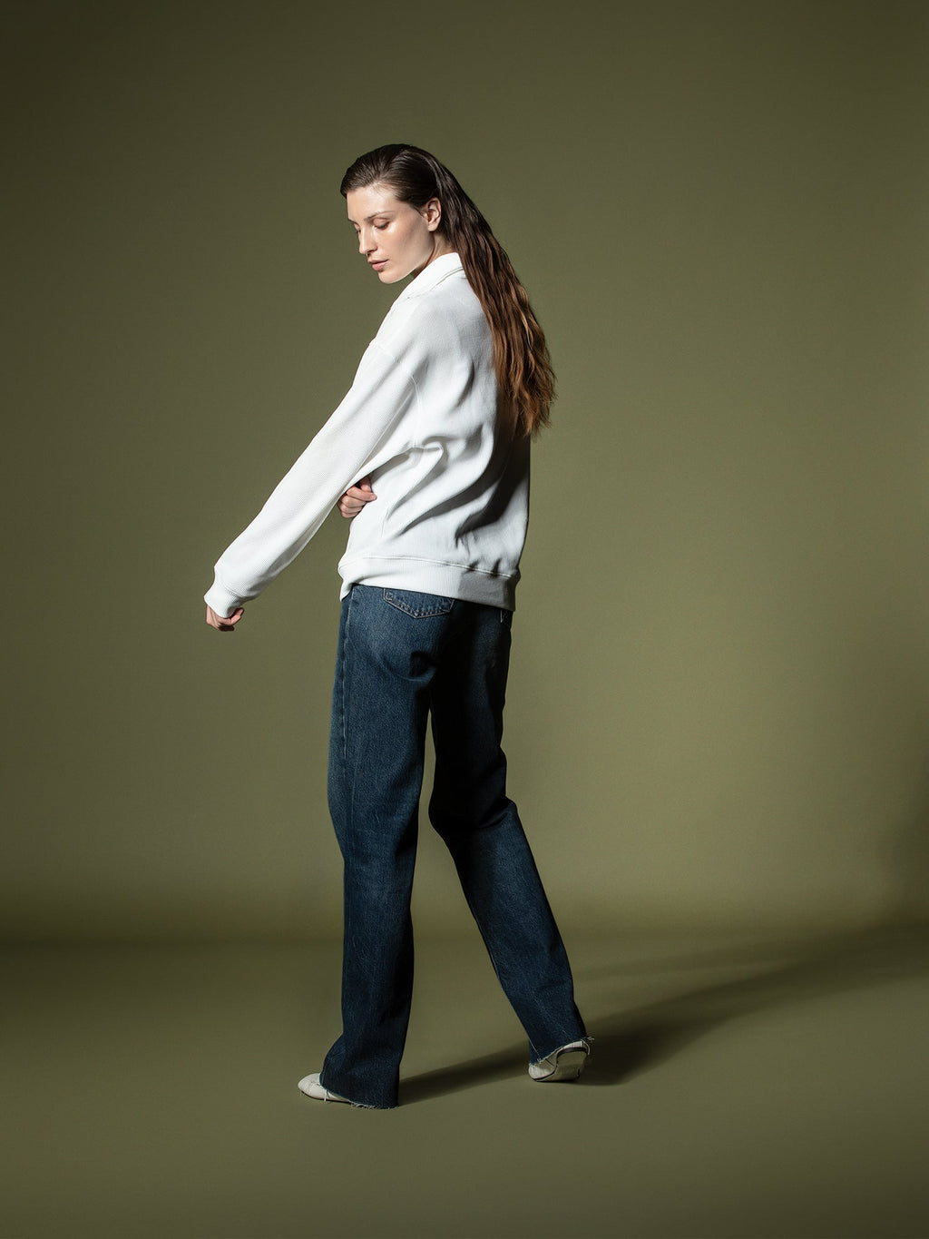 Ribbed quarter-zip sweatshirt